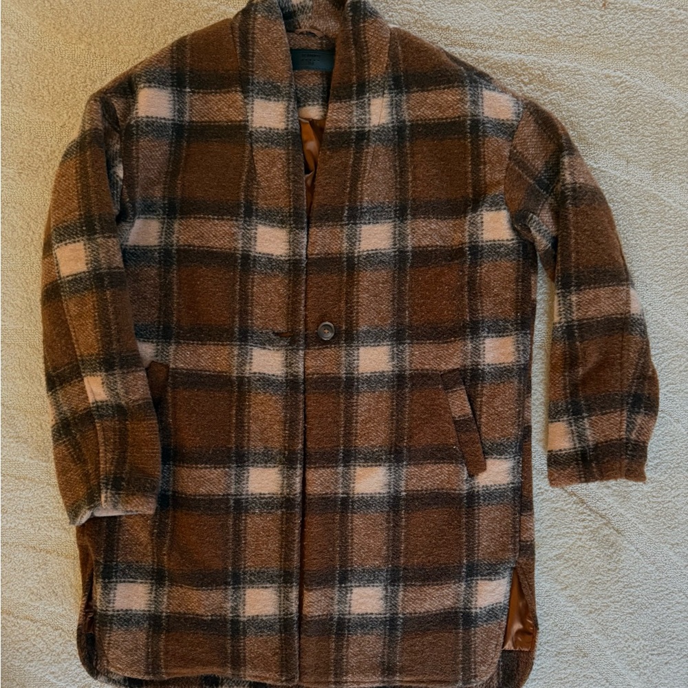 Blank NYC Brown and Cream Plaid Jacket
